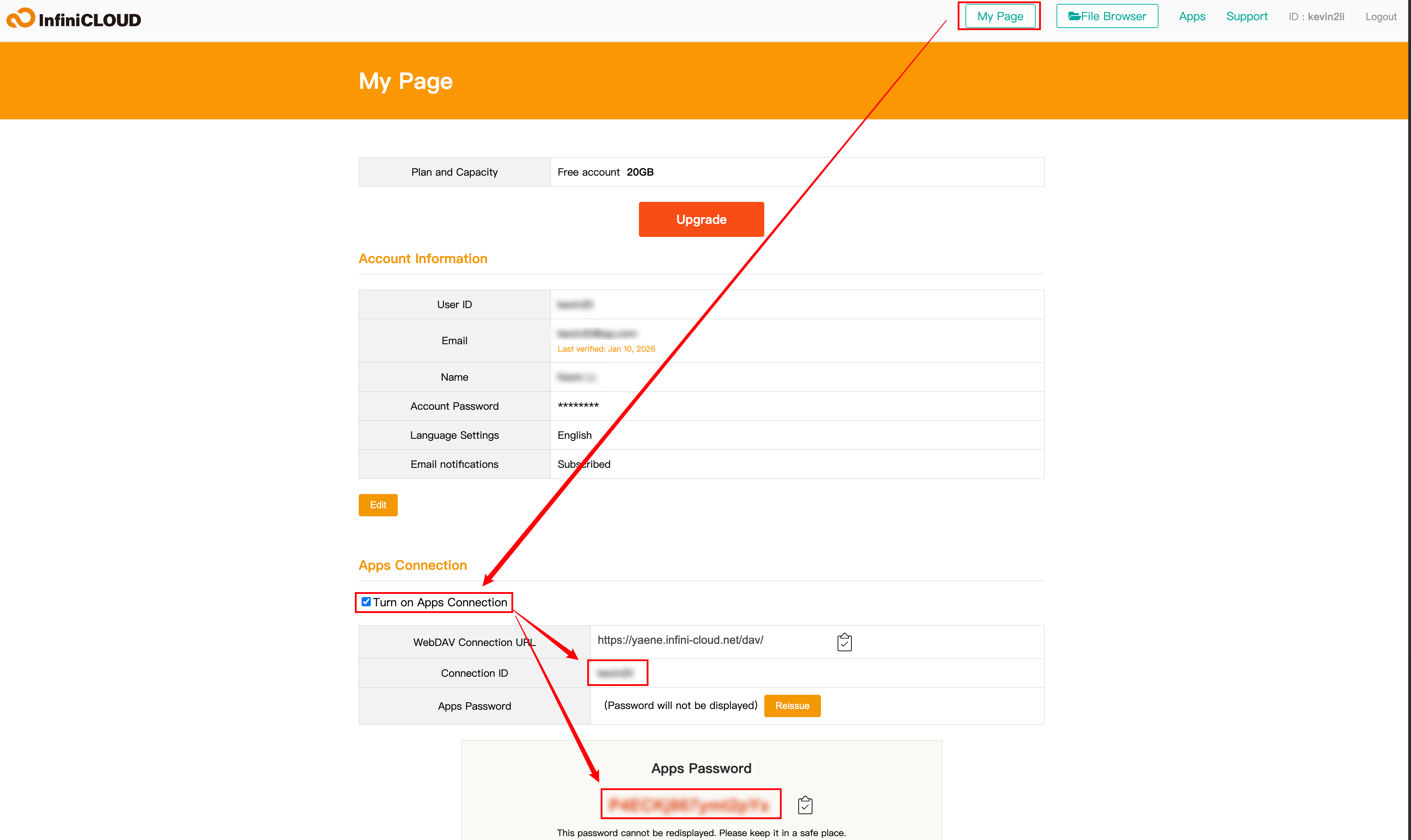 打开Turn on Apps Connection